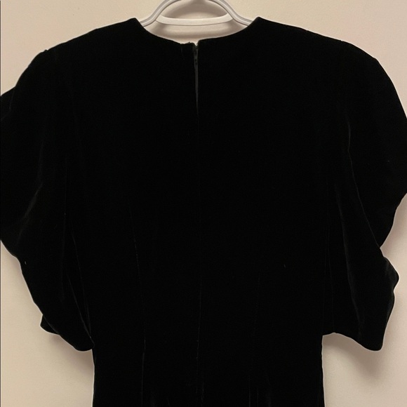 Vintage Algo Black Puffy Sleeve Velvet Type Dress Size 9 - Picture 5 of 9